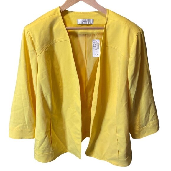 Jones Studio NWT Yellow Open Front Collarless Blazer Jacket Sz 3X - Picture 1 of 8